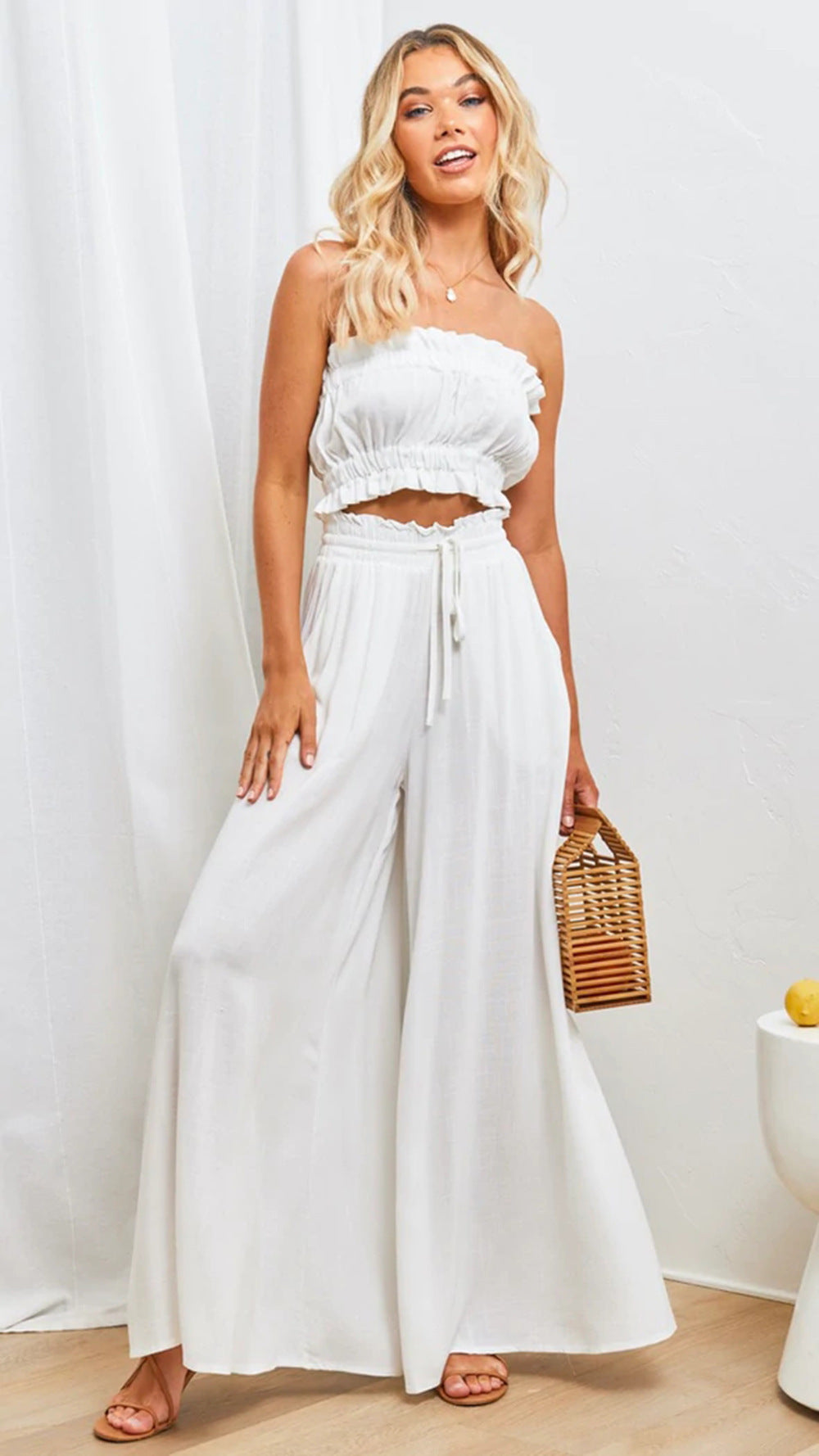 EB | Elastischer Gürtel Weites Bein Hohe Taille Hose