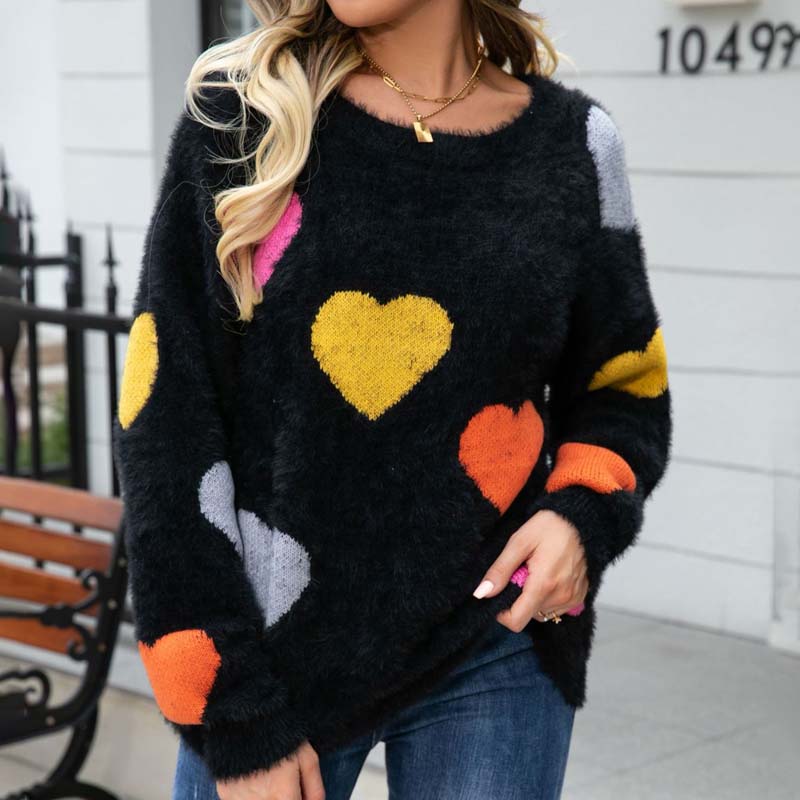 EB | Strickpullover Mit Süßem Herzmuster