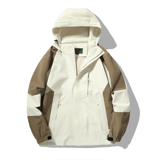 Herren wind- und wasserabweisende Outdoor-Hoodiejacke mit Belüftungsnetz, verstellbarer Kapuze und verdeckter Frontblende EB