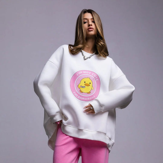 Damen lässiger Sweatshirt mit kontrastivem Druck EB
