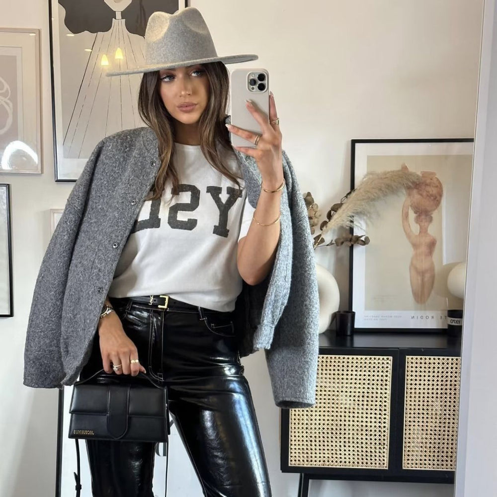 Damen lässige Oversized-Jacke aus hochwertigem Stoff EB