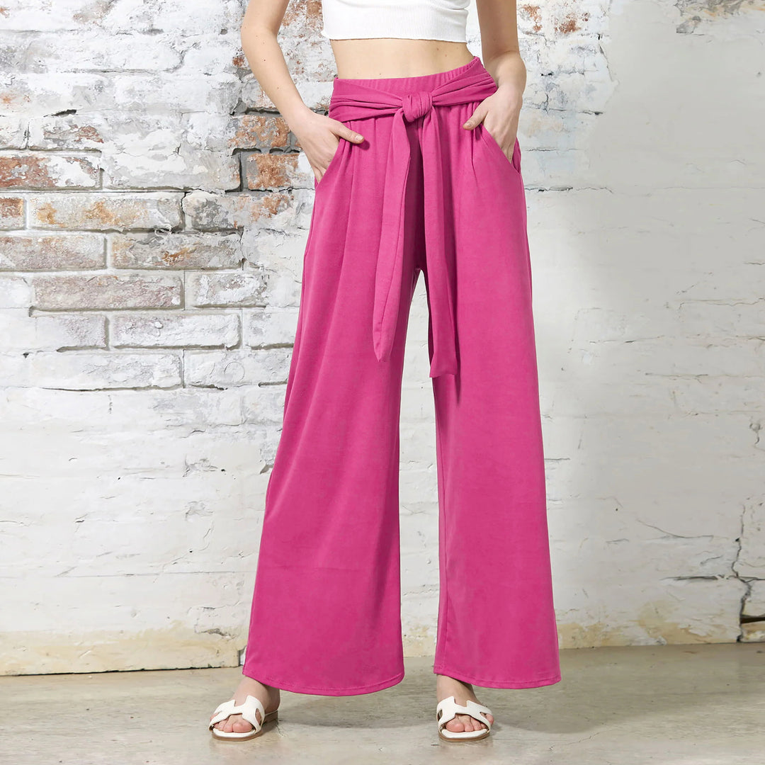 Damen weite Sommerhose mit bindendem Taillengürtel EB