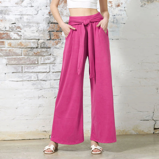 Damen weite Sommerhose mit bindendem Taillengürtel EB