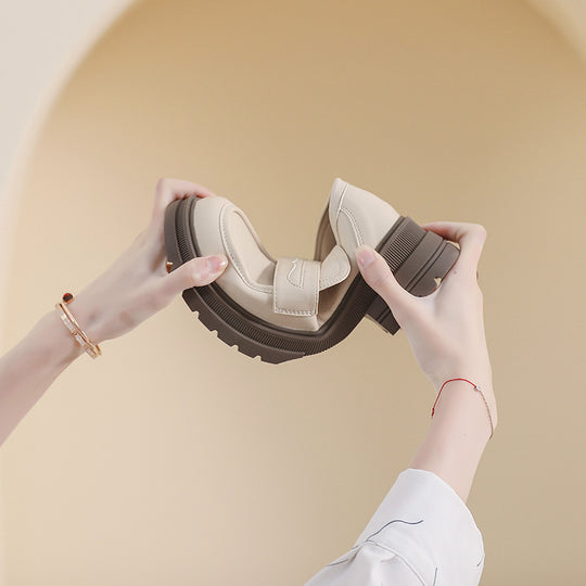 Damen Mokassin-Schuhe mit robustem Plateau und eleganter Schnalle EB