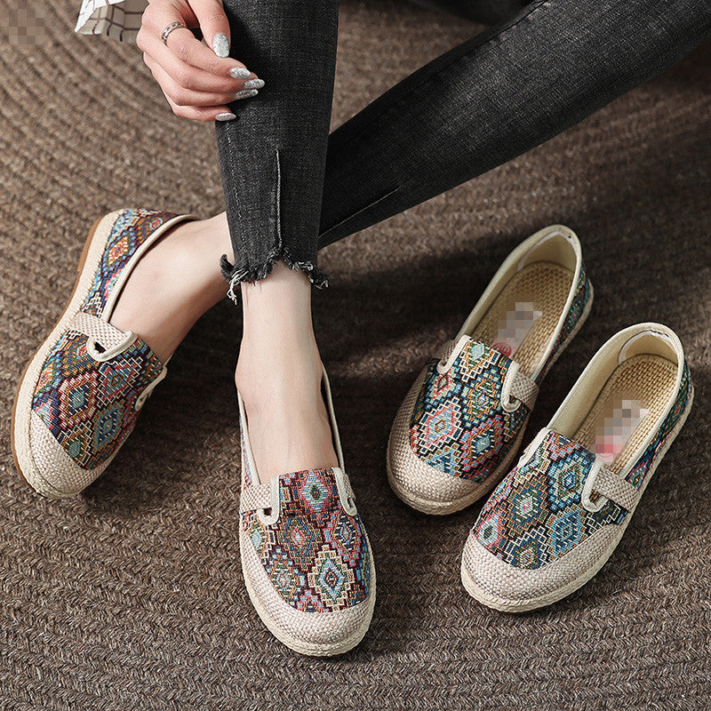 Damen Bequeme Stoffslipper mit ethnischem Muster EB