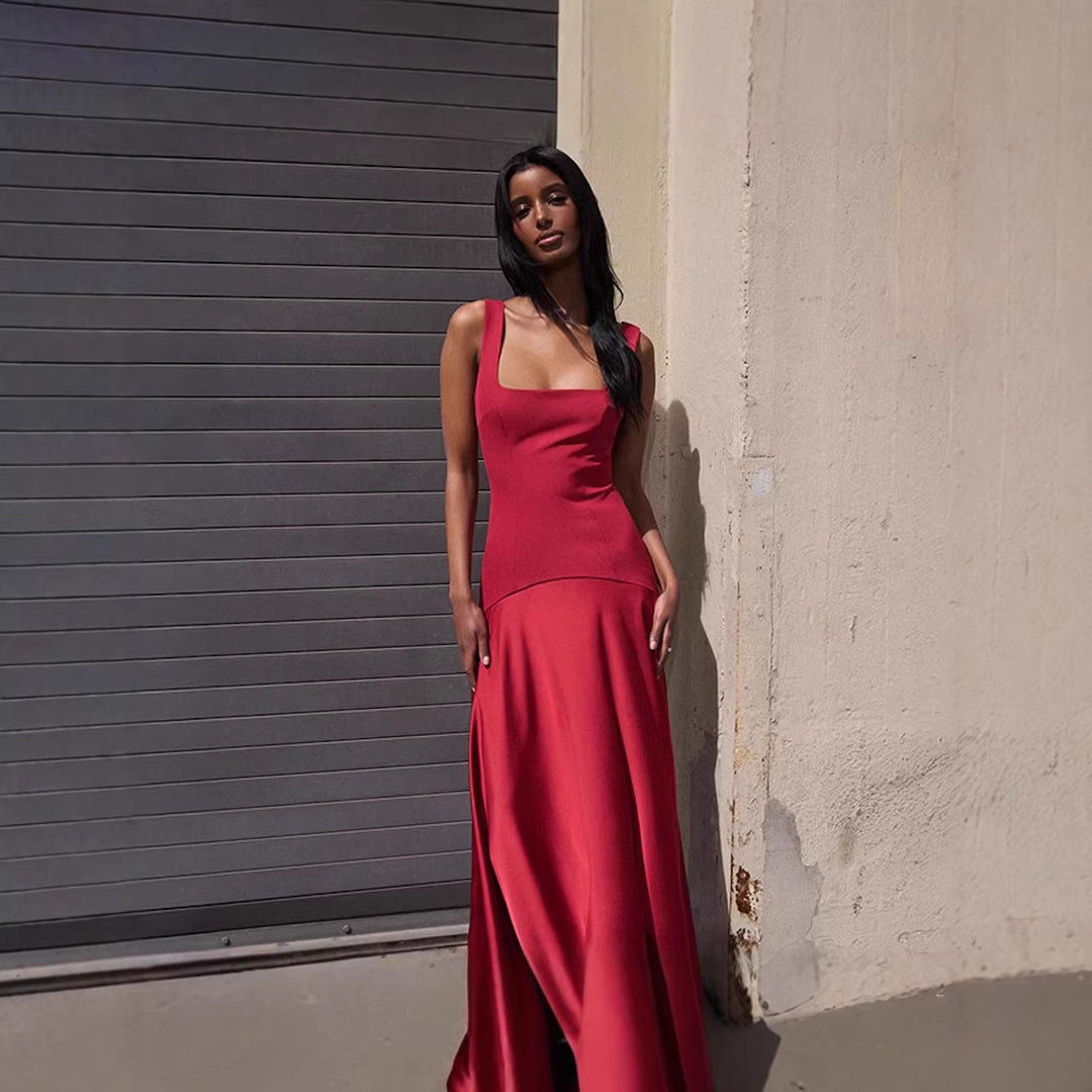Damen Elegantes Maxikleid mit A-Linien-Silhouette und schmalen Trägern EB