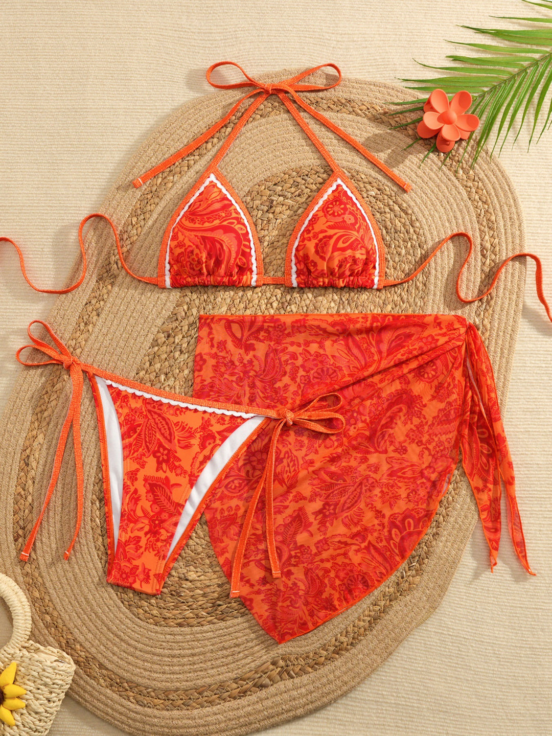 Damen Triangel-Bikini mit floralem Design EB