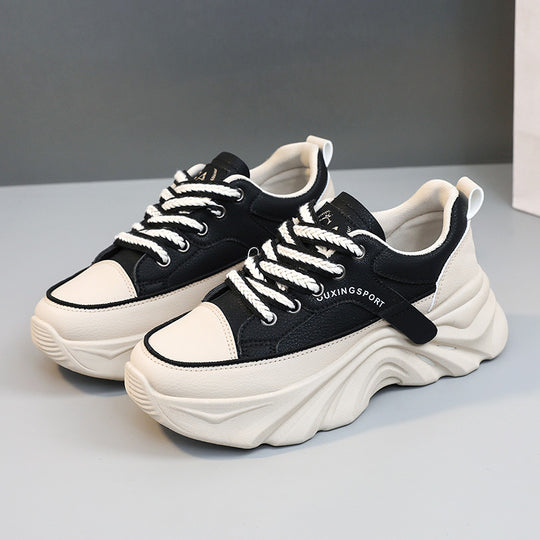 Damen modische Chunky Sneakers mit verstärktem Sohlenprofil und atmungsaktiver Obermaterialstruktur EB