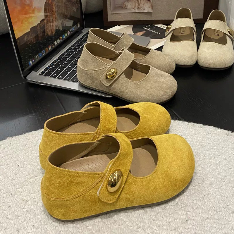 Damen Mokassins mit flexiblem Riemen und modischer Knopfdekoration EB