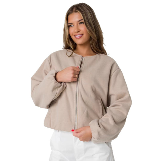 Damen Oversized Sweatjacke mit lässigem Schnitt und glänzender Oberfläche EB