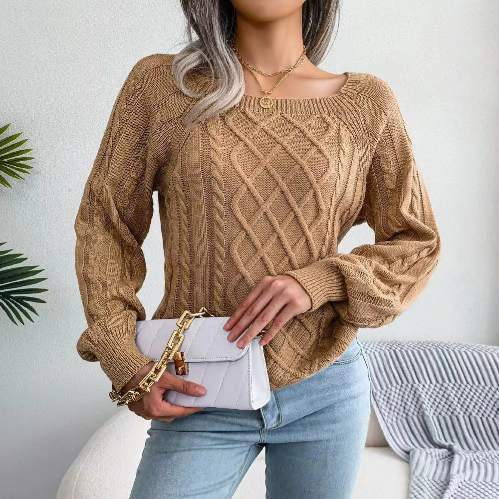 Damen Pullover mit raffiniertem Zopfmuster und weitem Schnitt EB