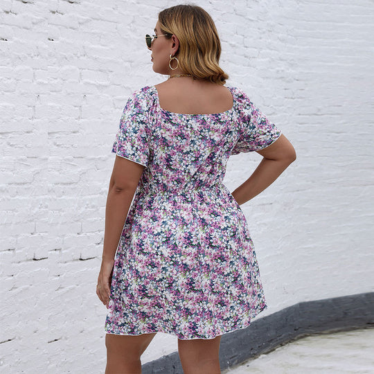 Damen Blütenmuster Freizeitkleid mit schmeichelndem V-Ausschnitt und luftigen Ärmeln EB