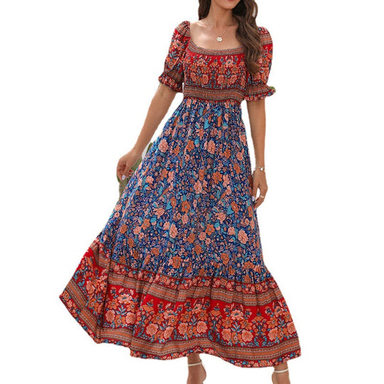 Damen Maxikleid mit Off-Shoulder Design und floralen Mustern EB
