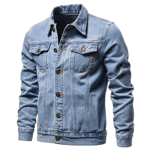 Herren nan taillierte Jeansjacke mit Brusttaschen, durchgehender Knopfleiste und Kontrastnähten EB