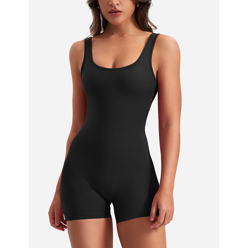Damen Sportlicher Jumpsuit mit Rückenausschnitt und figurformendem Design EB