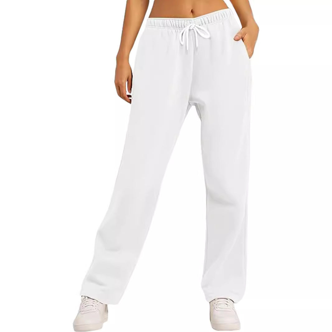 Damen bequeme Sporthose mit elastischem Bund und seitlichen Taschen EB