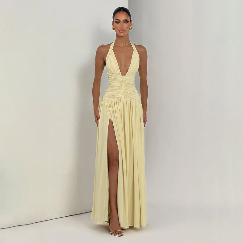 Damen Maxikleid mit raffiniertem Wickeldesign und elegantem Taillenbund EB