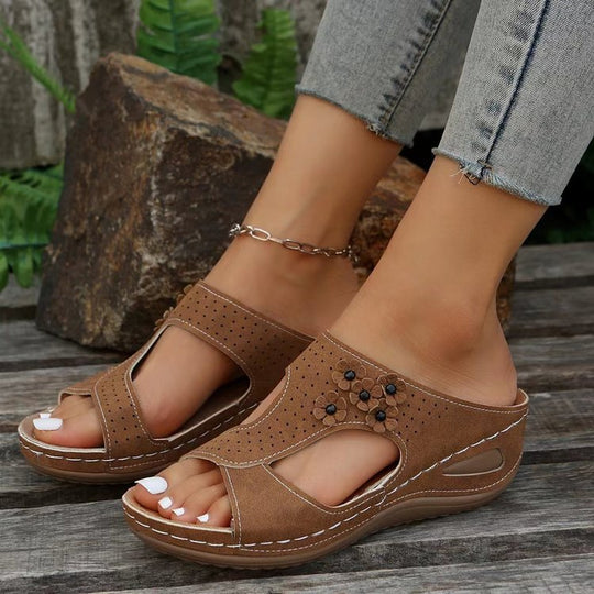 Damen bequeme Riemchen-Sandalen mit modischem Schlangenmuster und flexiblem Fußbett EB