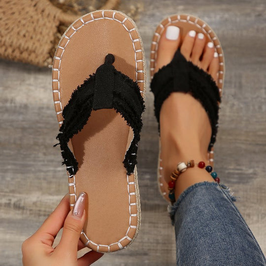 Damen Zehentrenner-Sandalen mit bequemen Riemen und ergonomischem Fußbett EB