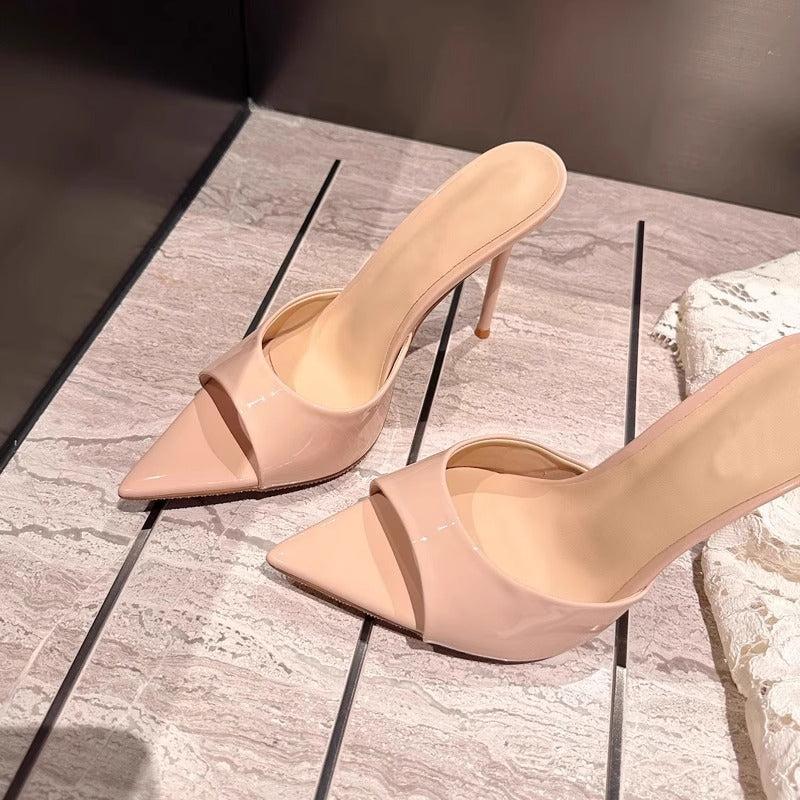 Damen High Heel Mules mit offener Zehenpartie und elegantem Absatz EB