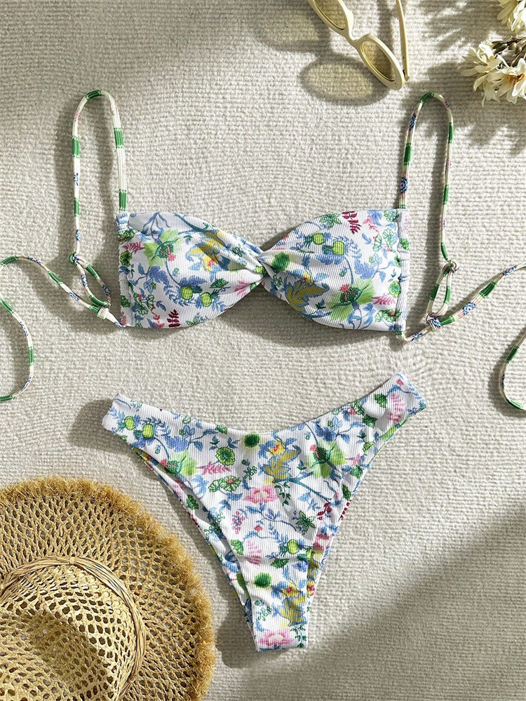 Damen Bandeau-Bikini mit elegantem floralem Design EB