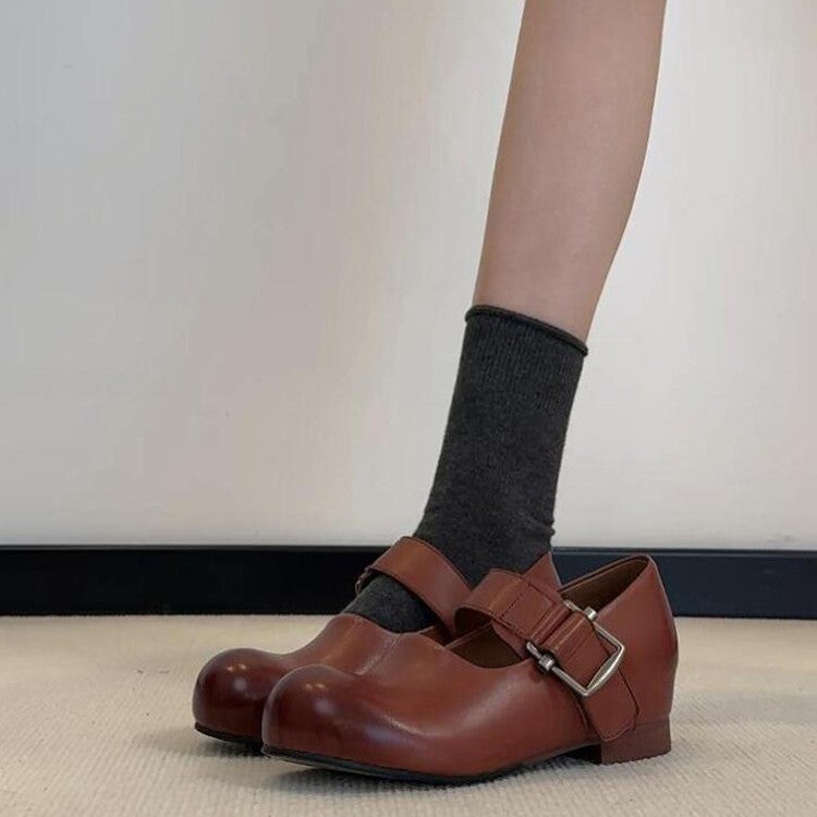 Damen elegante und stilvolle Riemchen-Schuh mit dekorativem Schnallenverschluss EB