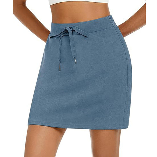 Damen Sportlicher Minirock mit Verstellbarem Kordelzug und Seitlichen Taschen EB