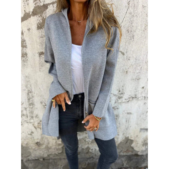 Damen eleganter Jacke mit Reißverschluss und Taschen EB