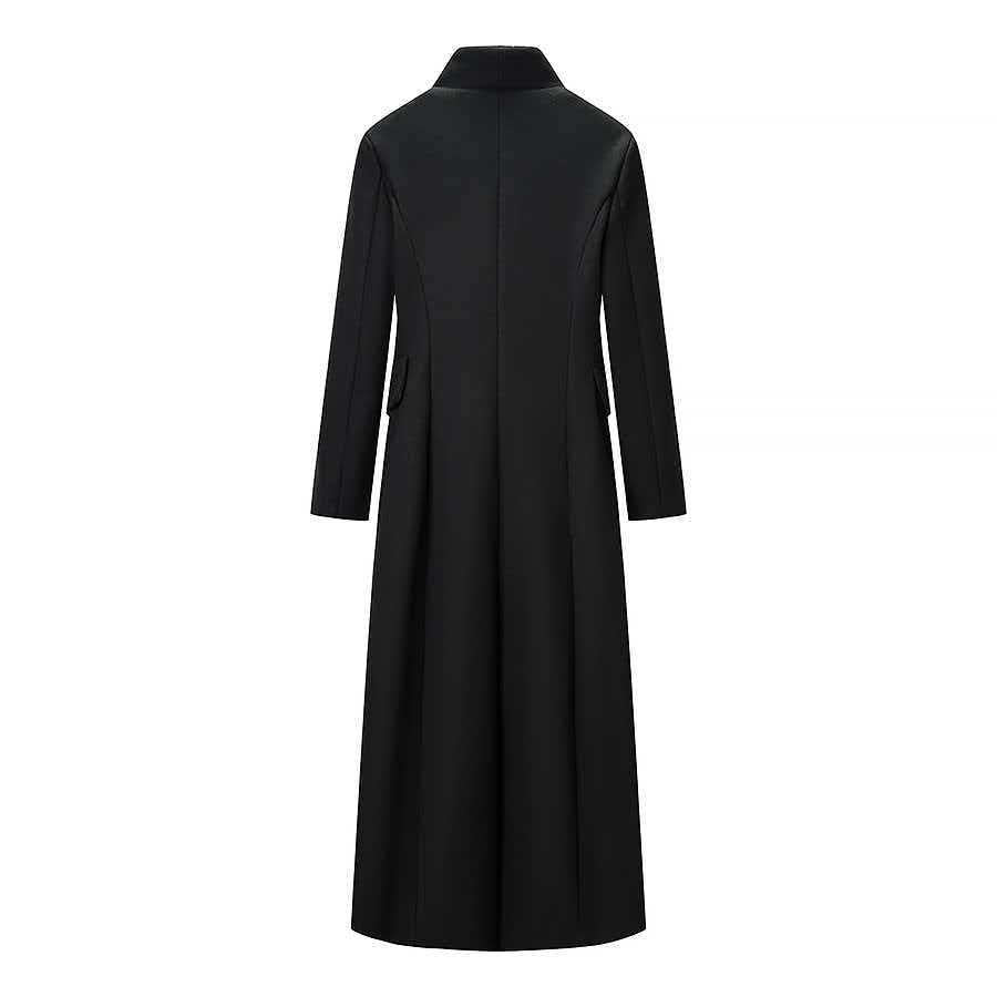 Damen nan Maxilanger Wollmixmantel mit taillierter Silhouette, Reverskragen und Pattentaschen EB