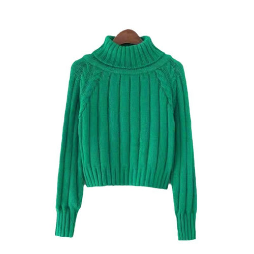 Damen Strickpullover mit hohem Kragen und Rippstruktur EB