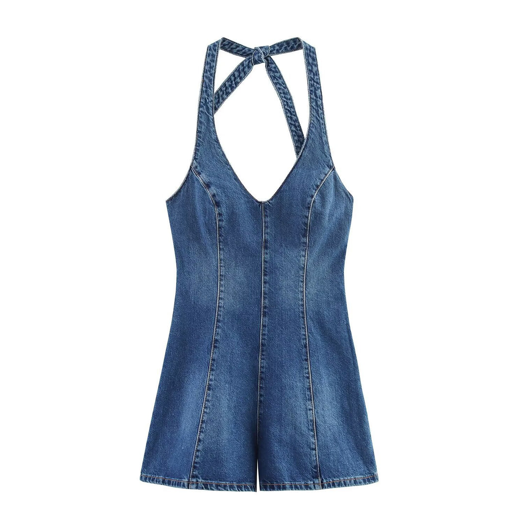 Damen Jumpsuit aus Denim mit Kreuzträgern EB