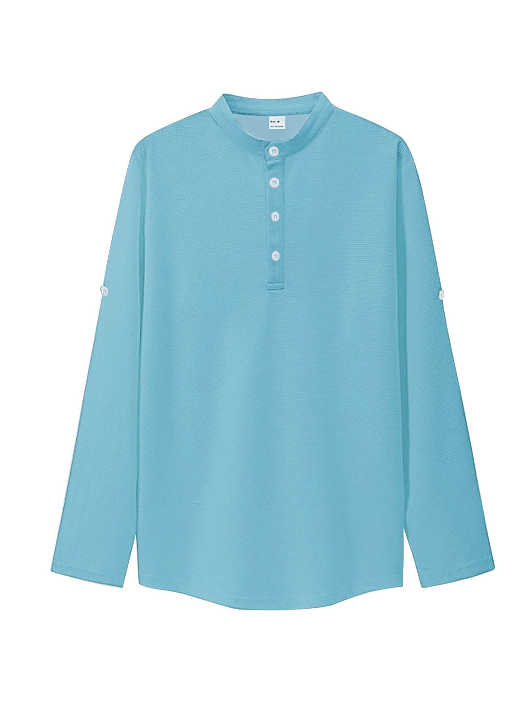 Damen nan oversized Langarm-Henley mit Stehkragen Waffelstruktur und Ärmelsicherung EB