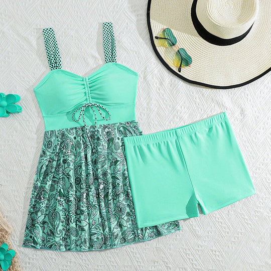 Damen Tankini mit verspieltem Rüschenrock und bequemen Shorts EB