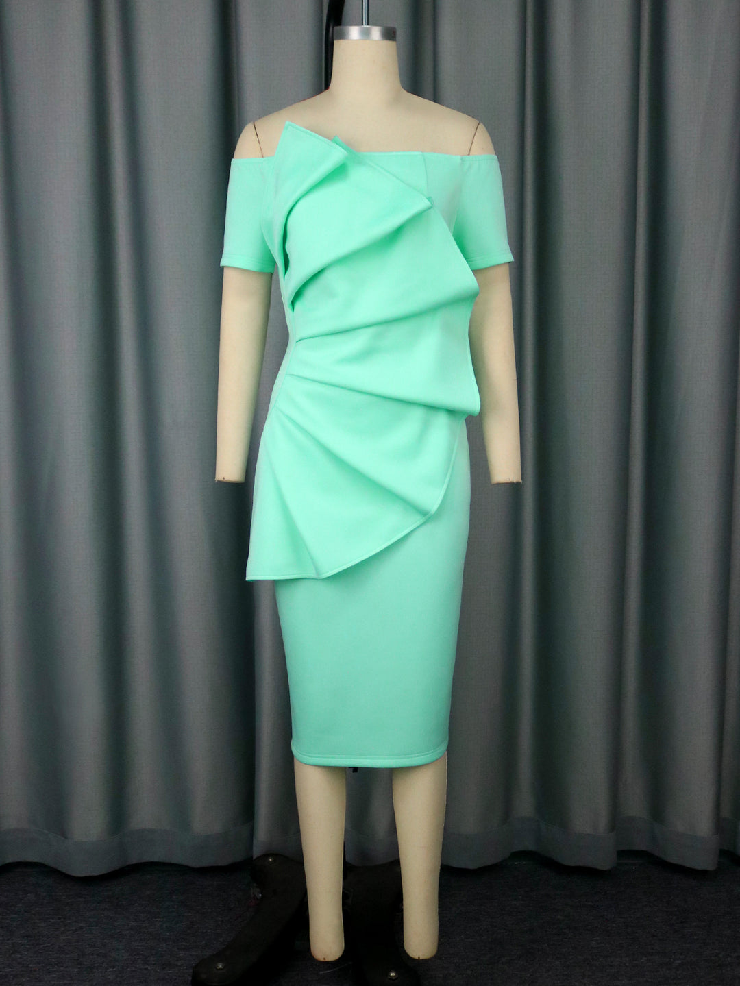 Damen Elegantes Wickelkleid mit asymmetrischem Design und Drapierungen EB