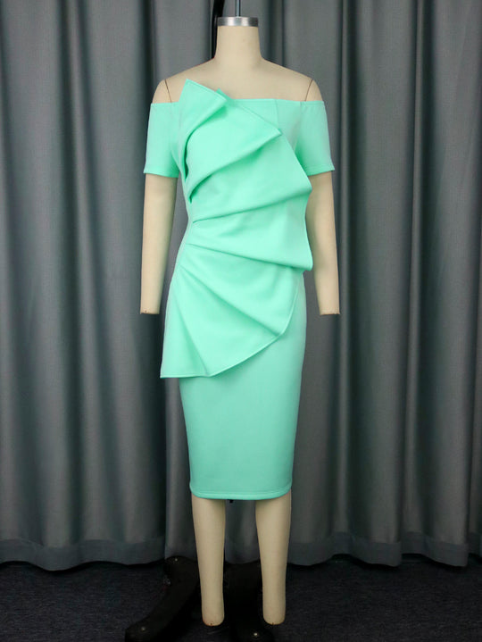 Damen Elegantes Wickelkleid mit asymmetrischem Design und Drapierungen EB