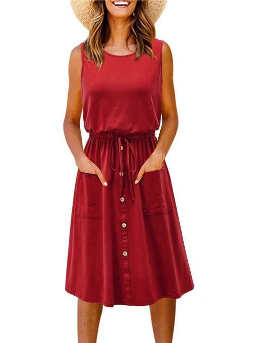 Damen Midi-Kleid mit tailliertem Schnitt und Knopfleiste EB