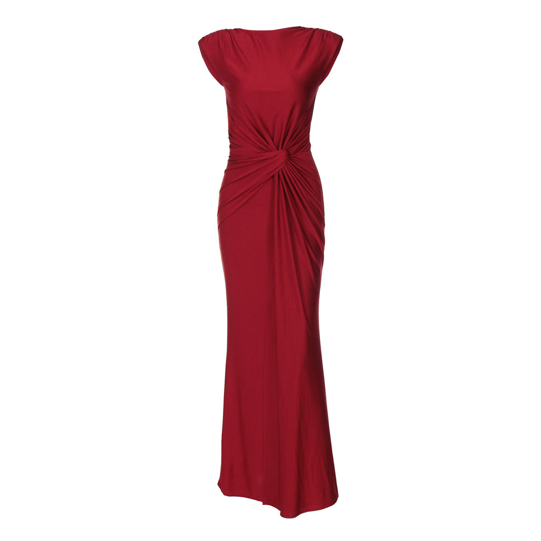 Damen Elegantes Wickelmaxikleid mit raffiniertem Drapierungselement EB