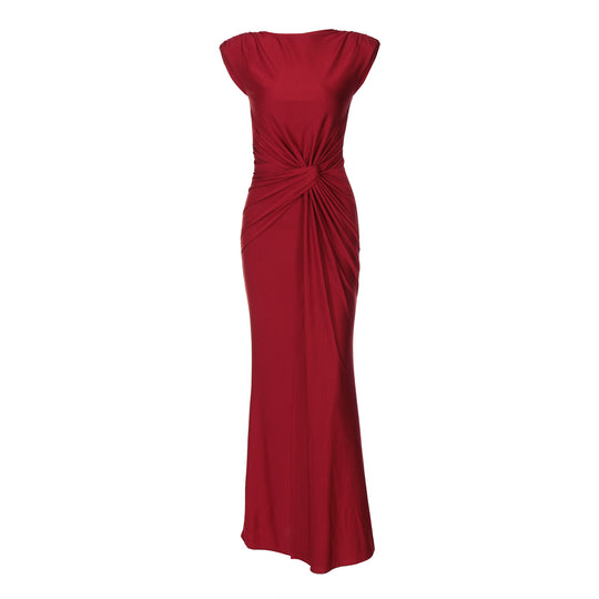 Damen Elegantes Wickelmaxikleid mit raffiniertem Drapierungselement EB