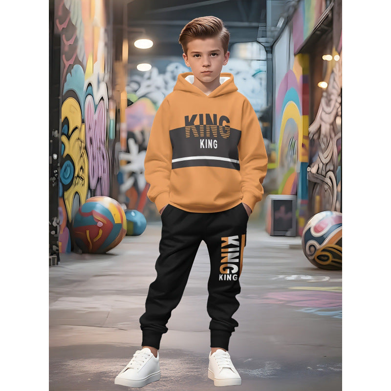 Unisex nan Kinder Jogginganzug mit Kapuzenpullover und detailreichem Auto-Print EB