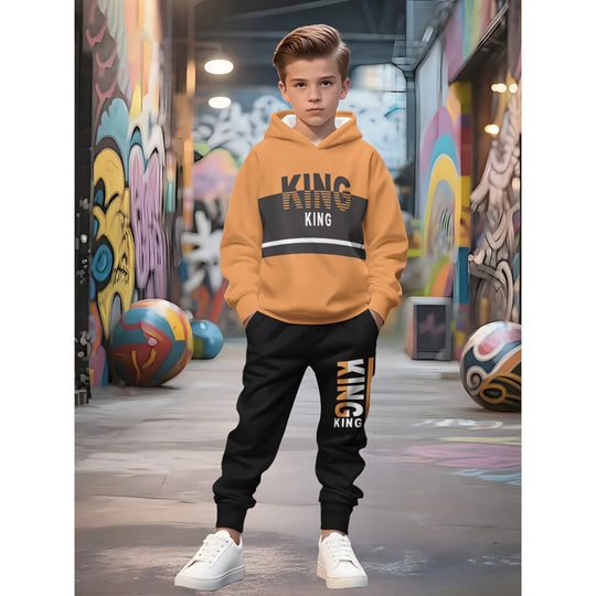 Unisex nan Kinder Jogginganzug mit Kapuzenpullover und detailreichem Auto-Print EB