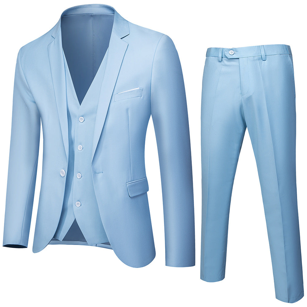 Herren nan dreiteiliges Business-Anzugset mit tailliertem Einreiher-Sakko, schmal geschnittener Weste und elegant geschnittener Anzughose EB