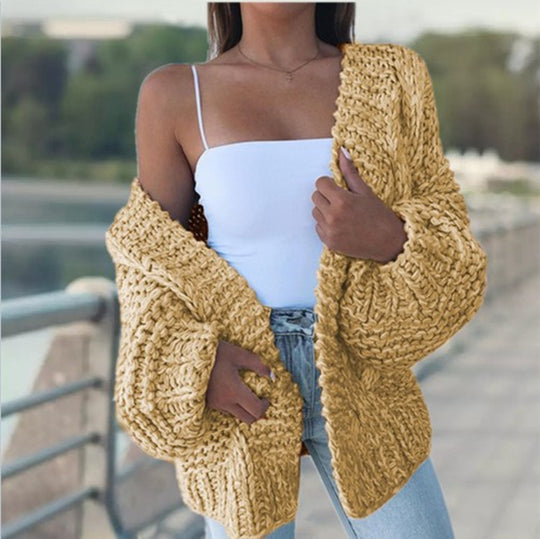 Damen Grobstrickjacke mit lässigem Schnitt und tiefen Taschen EB