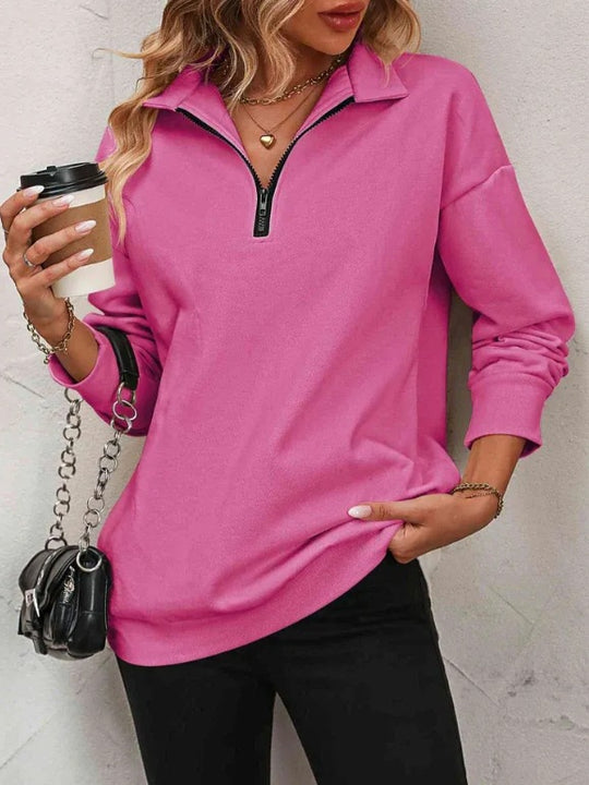 Damen Sweatshirt mit praktischer Reißverschlussöffnung und lässigem Schnitt EB