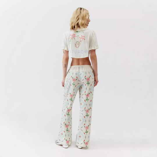 Damen Kombi-Set mit romantischem Stickdesign und lockerem Schnitt EB
