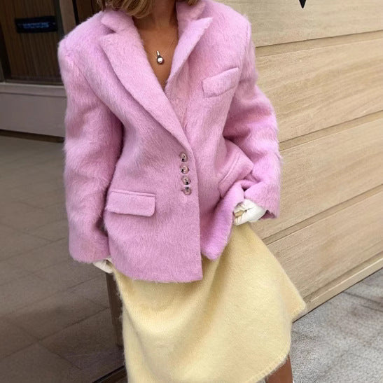 Damen Modischer Oversized-Blazer mit luxuriösem Futter EB