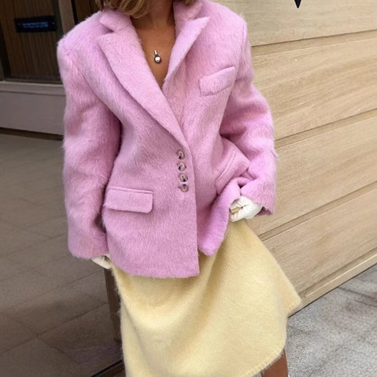 Damen Modischer Oversized-Blazer mit luxuriösem Futter EB