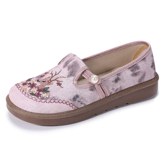 Damen eleganter und bequemer Freizeit-Schuh mit floraler Stickerei EB