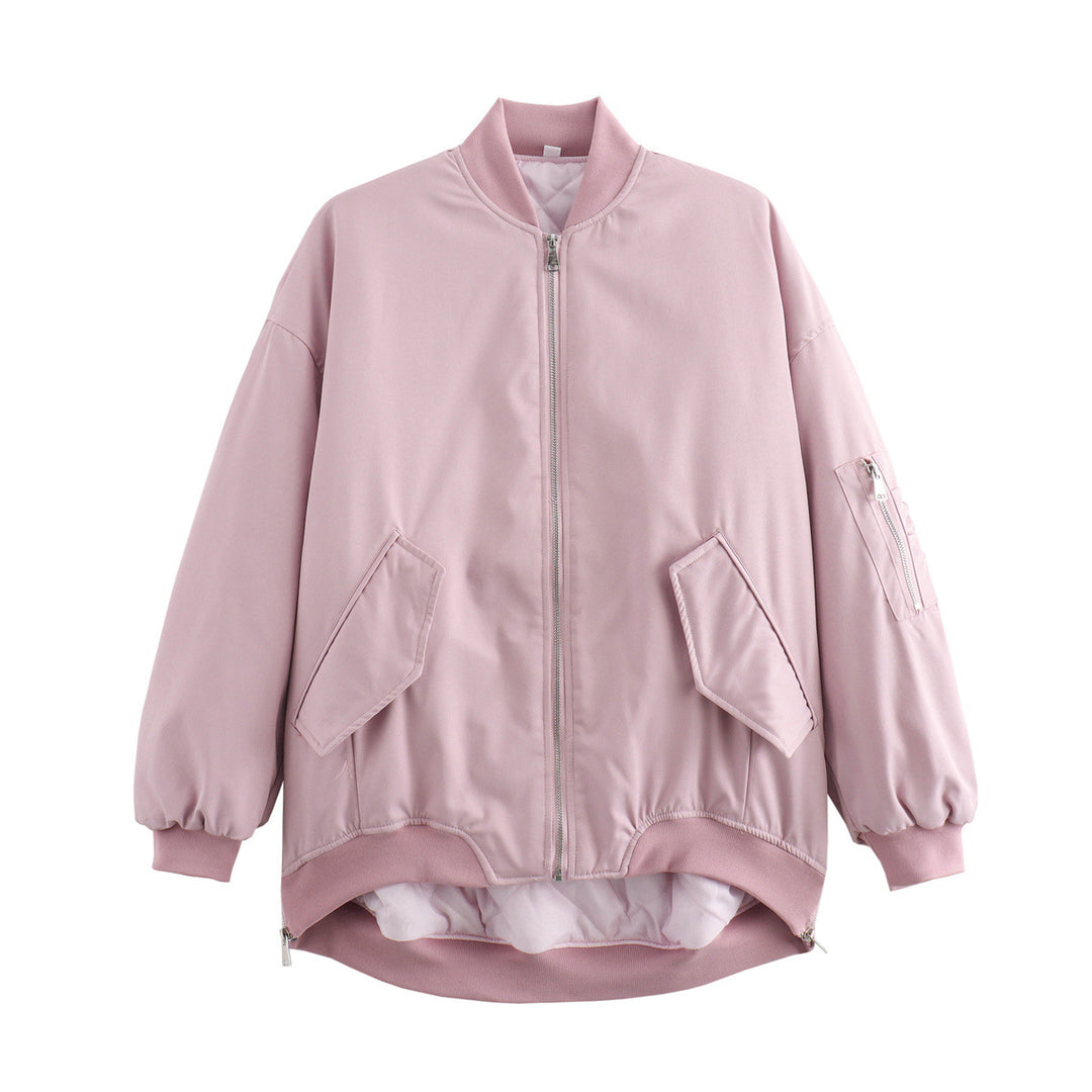 Damen sportliche Bomberjacke mit praktischen Taschen und Stehkragen EB
