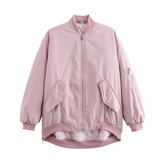 Damen sportliche Bomberjacke mit praktischen Taschen und Stehkragen EB