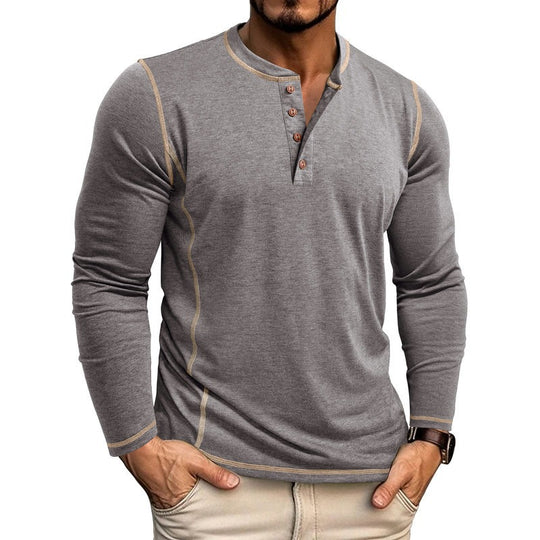 Herren Langarmshirt mit Knopfleiste EB